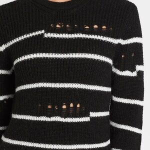 IRO Black and White Distressed Sweater